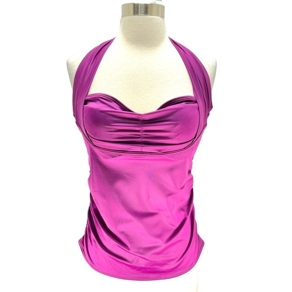 Soma NWT Bra Cup Sized Convertible Halter Shaping Tankini Top Henna Plum 34DD - Picture 2 of 16